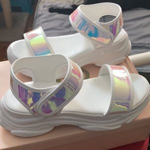 Holographic chunky Platform Sandals